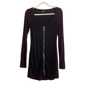 Michael Lauren Full Zip Long Sleeve Dress in Black Size Small NWT